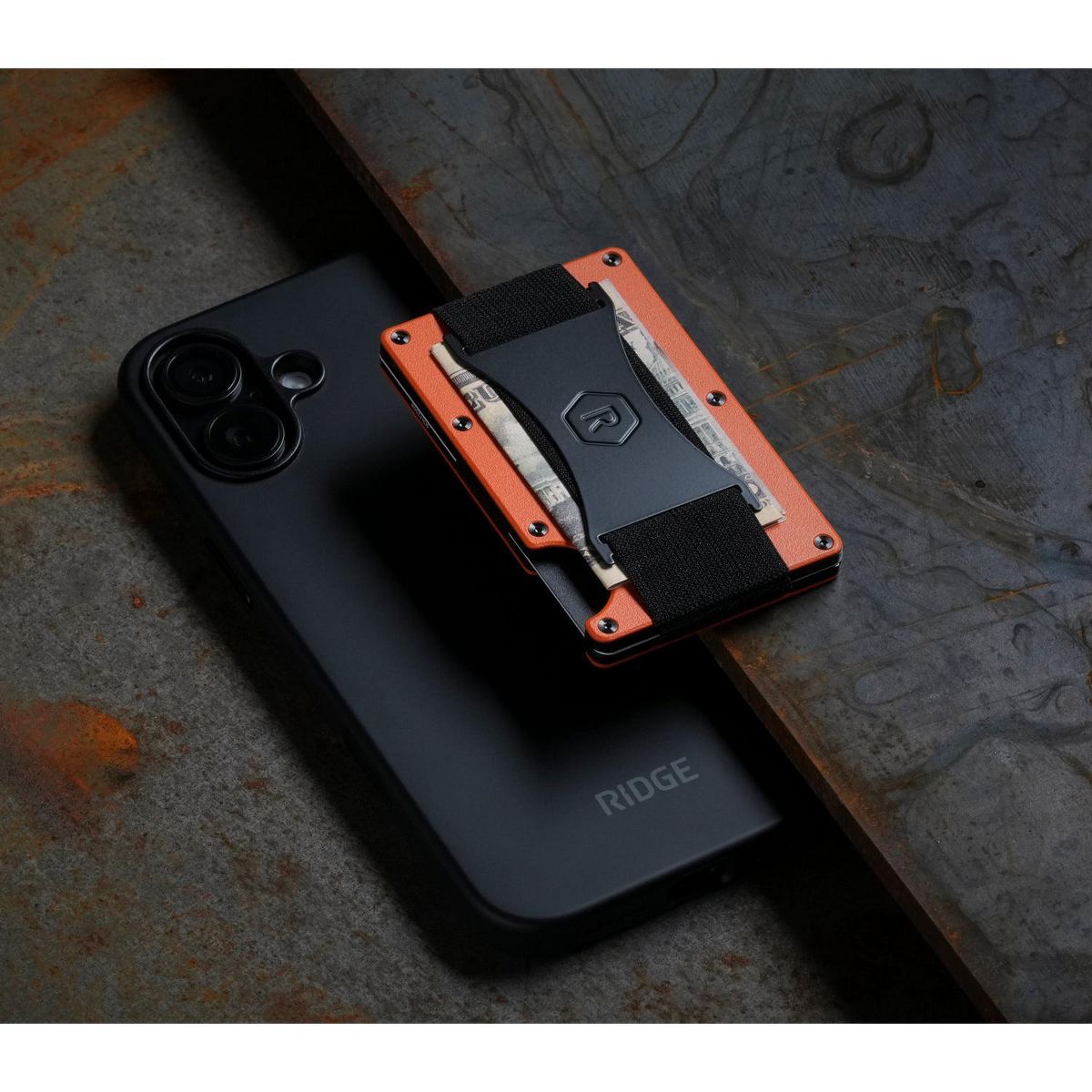 Ridge Wallet for Magsafe - Basecamp Orange - Cash Strap - thumbnail 6