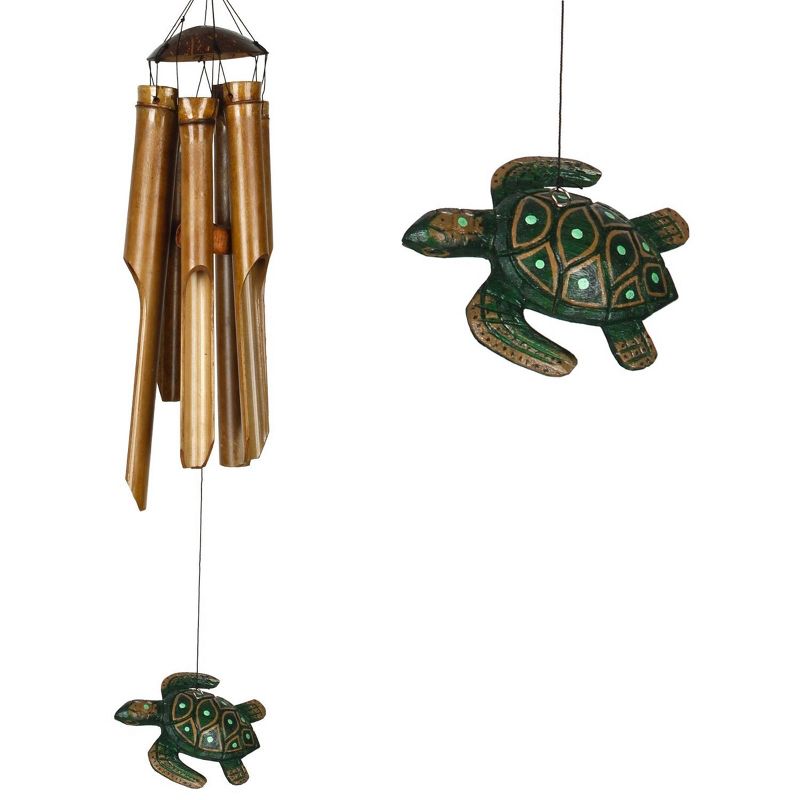 Woodstock Windchimes Half Coconut Chime Med Sea Turtle, Wind Chimes For Outside, Wind Chimes For Garden, Patio, and Outdoor Décor, 24"L, 3 of 7