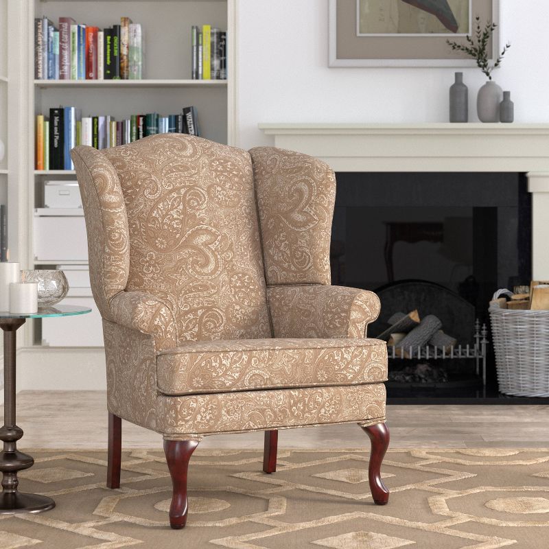 Comfort Pointe Paisley Traditional Wingback Accent Chair, 2 of 8