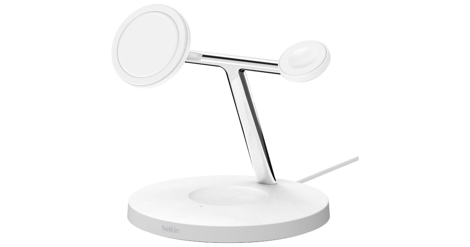 Belkin BOOSTCHARGE PRO 3 in 1 Wireless Charger Stand w/MagSafe - White (WIZ009TTWH-TL)