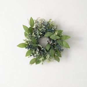 Sullivans 12" Artificial Eucalyptus & Sage Accent Ring - 1 of 3