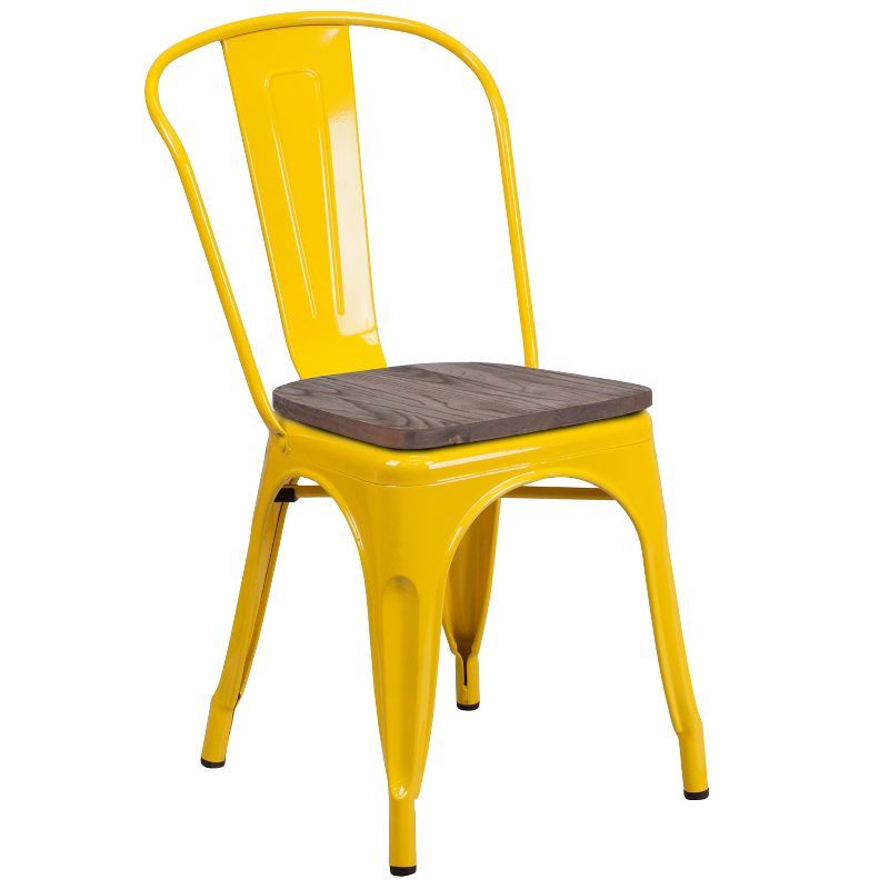 Flash Furniture Metal Stackable Chair with Wood Seat, 1 of 12