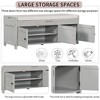 Wooden Storage Bench, Upholstered Entryway Bench with Removable Cushion, Shoe Cabinet with Hidden Storage for Entryway Bedroom Living Room - 4 of 4