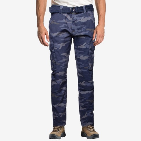 X Ray Men's Belted Classic Cargo Pants In Navy Camo Size 42x32