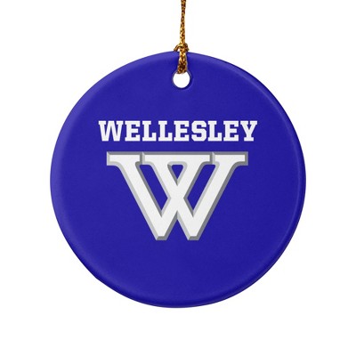 Wellesley College Primary Logo Porcelain Holiday Christmas Tree Ornament