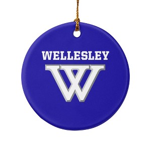 Wellesley College Primary Logo Porcelain Holiday Christmas Tree Ornament - 1 of 4