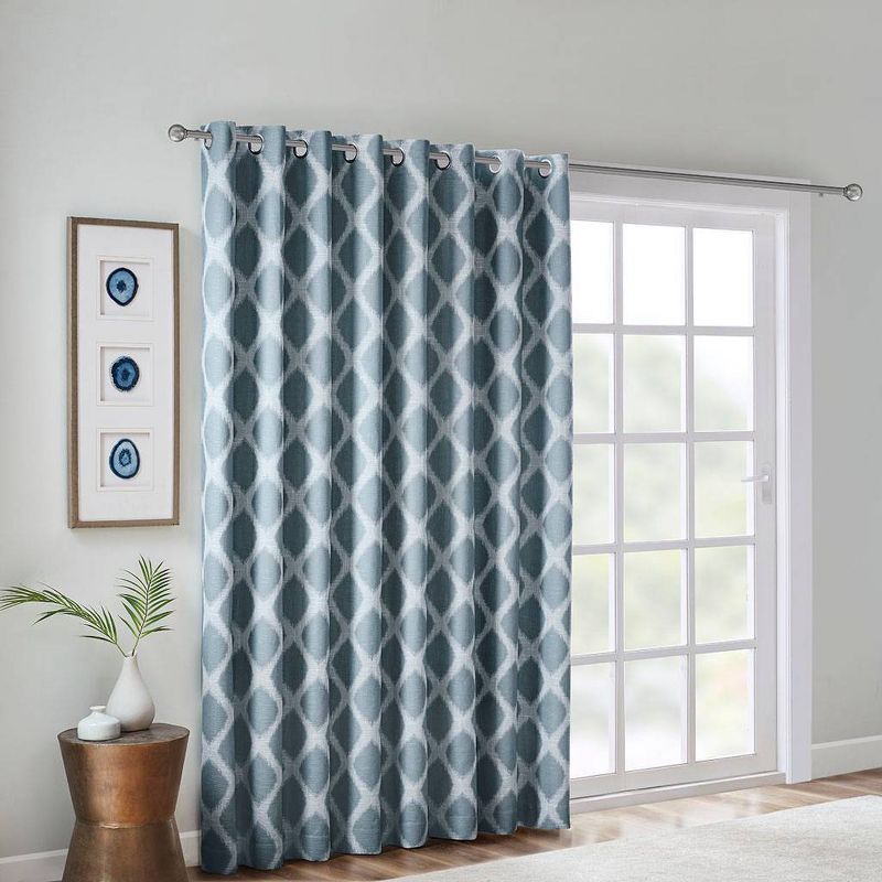 100"x84" Etro Printed Ikat Grommet Top Blackout Extra Wide Curtain, 3 of 10