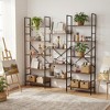 FurnitureR Bookshelf 5-Tier Triple-Column, Bookcase with 14 Open Display Shelves, Rustic Industrial Style Book Shelves, Wide Book Case, Rustic Brown - 3 of 4
