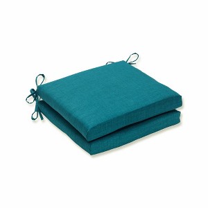 Rave Teal 2pc Indoor/Outdoor Squared Corners Seat Cushion - Pillow Perfect: Weather-Resistant, Zippered - 1 of 4
