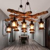 YIYIBYUS 8-Light Vintage Brown Wooden Farmhouse Chandelier - 2 of 4