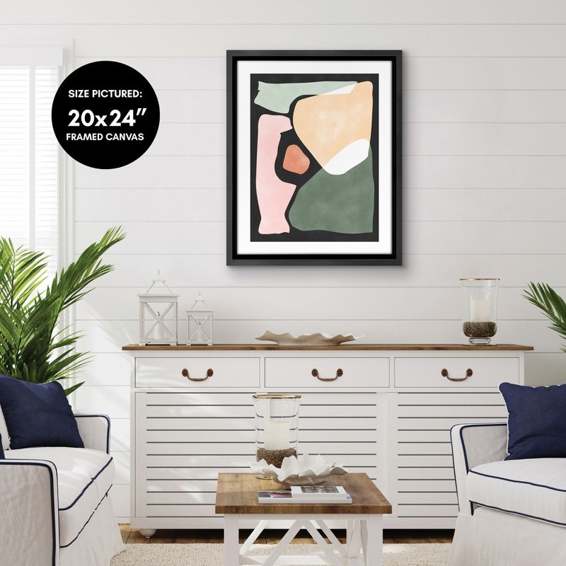 Americanflat - Mid Century Modern Geometric Pink And Green 1 by The Print Republic Floating Canvas Frame - Modern Wall Art Decor, 5 of 7