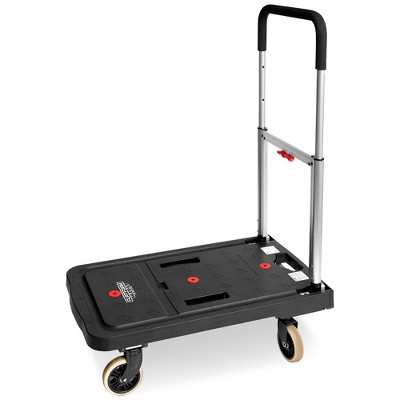 Magna Cart FF 4 Rubber 360 Degree Rotating Wheel Easy Folding Platform Transport Cart with Telescoping 36 Inch Handle