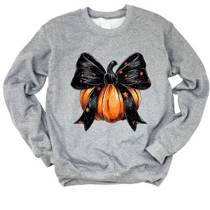 Simply Sage Market Women's Graphic Sweatshirt Coquette Halloween Pumpkin - 1 of 4