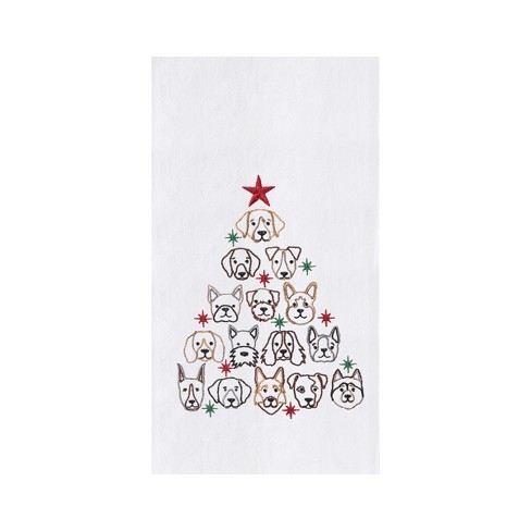 Tis the Season Black and White Christmas Tree Hand Towel Flour Sack Kitchen  Holiday Home Decor Decorations for Men Women 