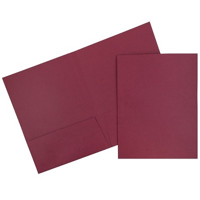 JAM Paper Two-Pocket Textured Linen Business Folders Burgundy Bulk 25/Pack 386LBURA