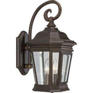 Progress Lighting Crawford 2-Light Wall Lantern, Oil Rubbed Bronze, Clear Beveled Glass Panels - 1 of 2