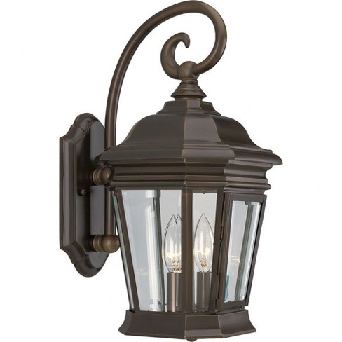 Progress Lighting Crawford 2-Light Wall Lantern, Oil Rubbed Bronze, Clear Beveled Glass Panels - image 1 of 2