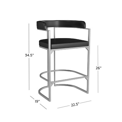Cannonwood Black Faux Leather and Silver Metal Counter Height Stool