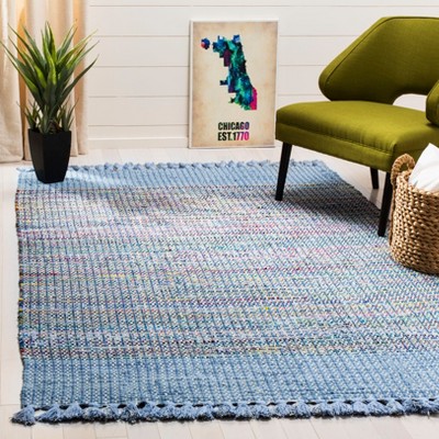 Coastal Breeze Montauk 5' x 8' Hand-Woven Cotton Area Rug in Blue/Multi
