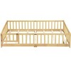 YOOCOZZ Queen Size Rubber Wood Floor Bed with Fence,Door and Safety Guardrails - 2 of 4