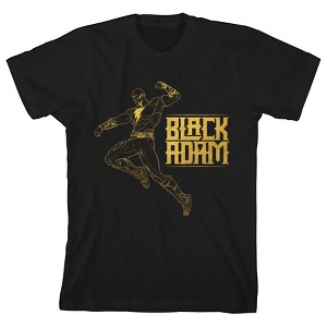 Black Adam Gold Line Art and Logo Black T-Shirt Toddler Boy to Youth Boy - 1 of 2
