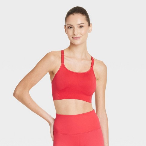 Women s Seamless Medium Support Cami Sports Bra All In Motion Red M