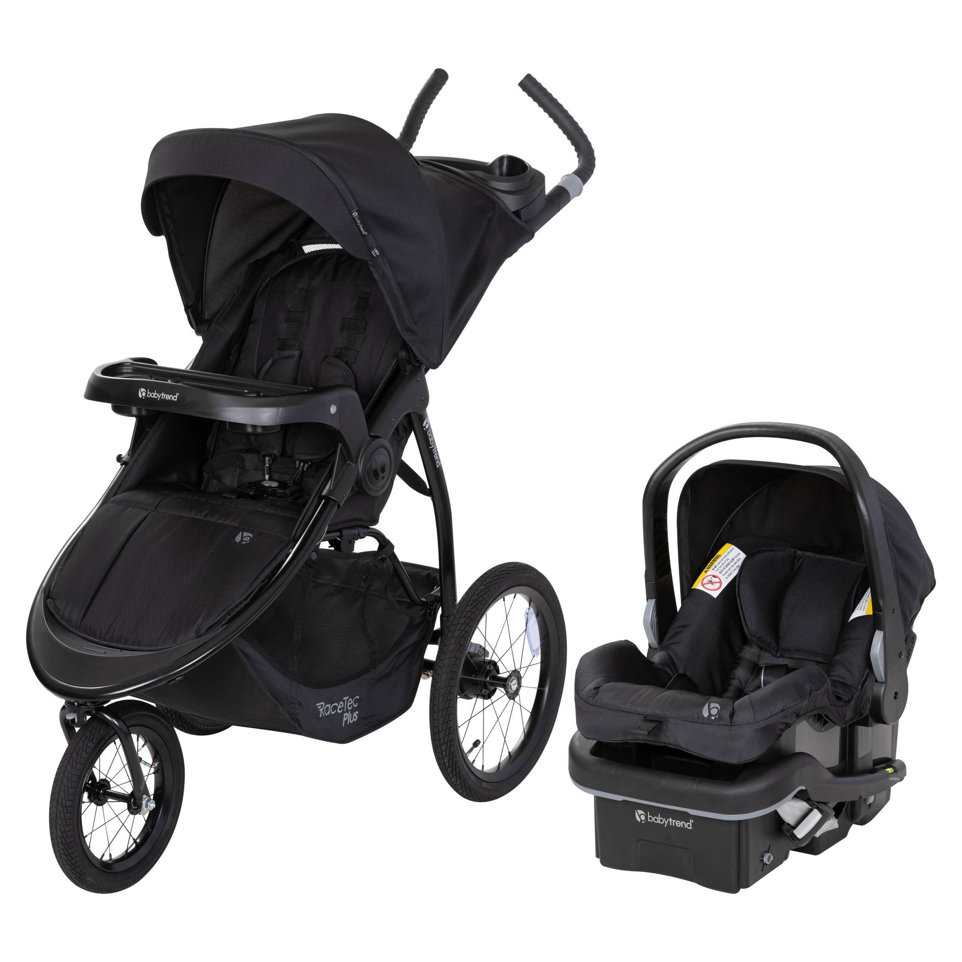 Baby Trend Expedition Race Tec PLUS Jogger Travel System with EZ-Lift PLUS - Ultra Black: Metal Frame, Rubber Tires, Adjustable Handle