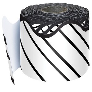 Carson Dellosa Education Kind Vibes Black & White Stripes Rolled Scalloped Border, 65 Feet (Pack of 2) - 1 of 1