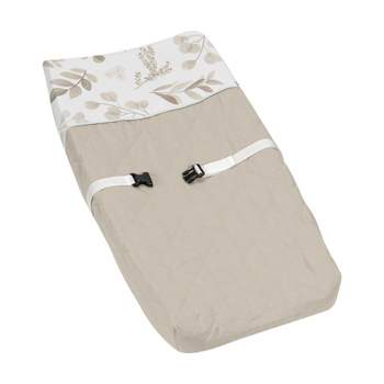 Sweet Jojo Designs Boy or Girl Gender Neutral Unisex Changing Pad Cover Botanical Leaf Linen Collection Taupe and White