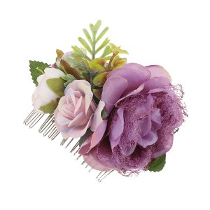 Unique Bargains Women's Reusable Simulated Flowers Side Comb 1 Pc - 1 of 4