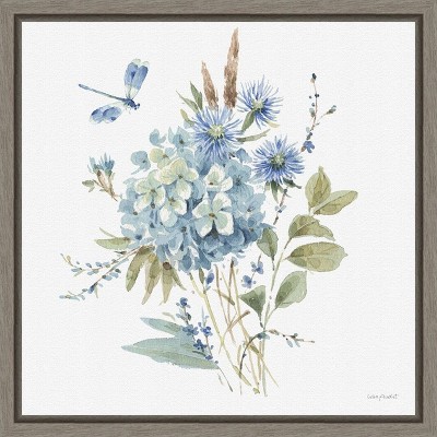 Amanti Art Bohemian Blue 04A (Floral Bouquet) by Lisa Audit Canvas Wall Art Print Framed 16 x 16-in.
