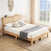 Bed Frame with Natural Rattan Headboard, Platform Queen Bed Frame with Lights, Mattress Foundation, Noise-Free - 2 of 4