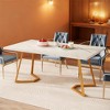 Gulches Modern Chic Series Contemporary White Gold Faux Marble Veneer 48 in Heavy Duty Metal Frame Base Dining Table Seats 4 - 4 of 4