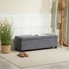 HOMCOM 47 Inches Storage Ottoman Bench, Foot Rest with Legs, Lid, End of Bed Bench, Corduroy Storage Chest for Living Room, Bedroom, Entryway - 2 of 4