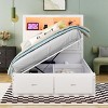Streamdale Wood Full Size Storage Bed with LED Headboard & Charging Station, White - 3 of 4