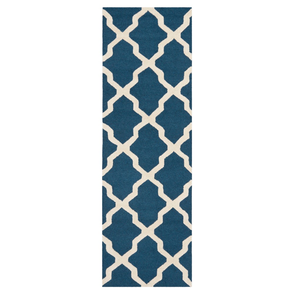 2'6inx14' Runner Maison Tetured Rug Navy Blue/Ivory - Safavieh