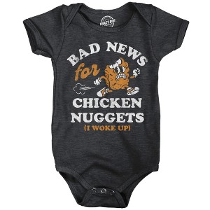 Bad News For Chicken Nuggets Baby Bodysuit Funny Sarcastic Graphic Novelty Jumper For Infants - Crazy Dog Baby Bodysuit For Foodies - 1 of 4
