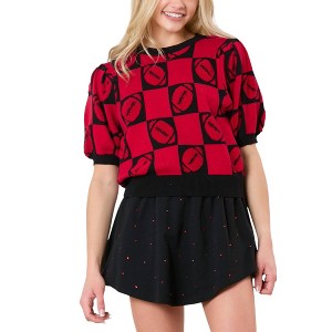 Women's Football 3d Embroidery Sweater - Peach Love - 1 of 3