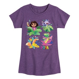 Girls' - Dora the Explorer - Swiper, Isa, And Boots Fitted Short Sleeve Graphic T-Shirt - 1 of 4