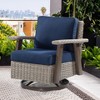 COWLOWN Dark blue Ergonomic Outdoor Wicker Chair, 360 Swivel Rocking Patio Dining Chair with Weather-Resistant Cushion for Porch, Terrace, or Backyard - 2 of 4