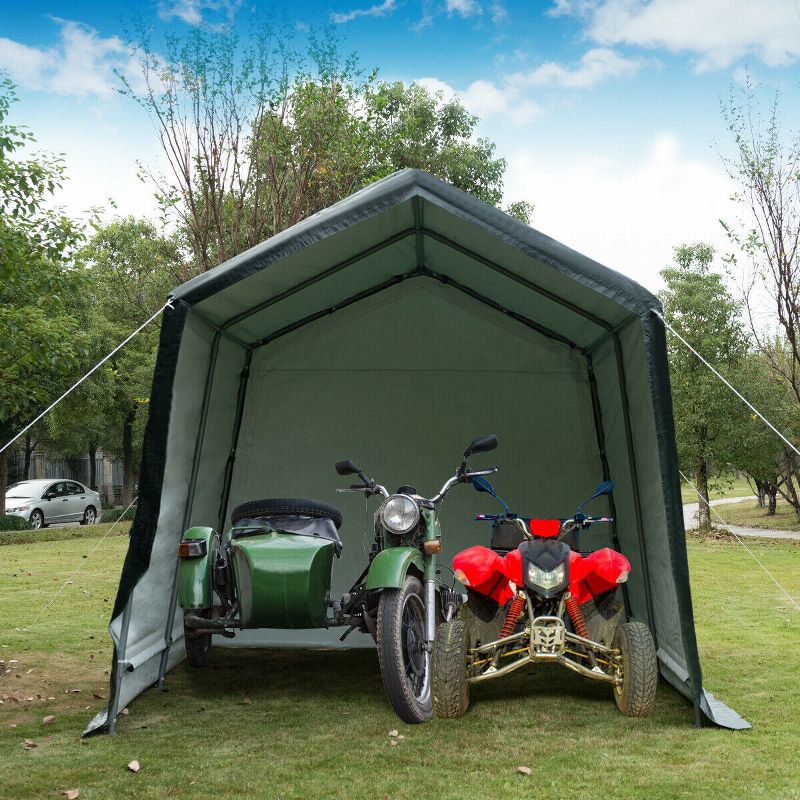 Costway 10'x10' Patio Tent Carport Storage Shelter Shed Car Canopy Heavy Duty Green, 4 of 11