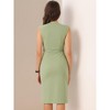 INSPIRE CHIC Women's Sleeveless V Neck Business Office Belt Pencil Dresses - 3 of 4