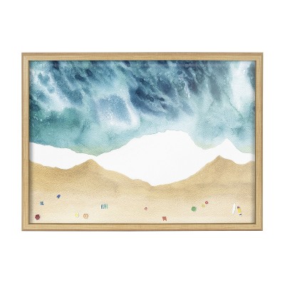 North Shore Coastal Beach Print Framed Glass Wall Art, 18x24 Natural