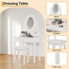 Vanity Desk with Mirror & Lights, Wood Makeup Dressing Table with Oval Mirror & Stool,Modern Bedroom Dressing Table with 5 Large Drawers for Kids - 3 of 4