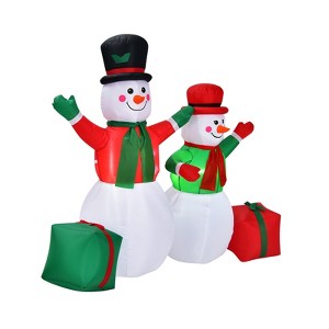 Gymax 6' & 5' Inflatable Xmas Snowmen Set w/ Built-in LED Lights & Sandbag Blowup Decoration for Indoor and Outdoor - 1 of 4