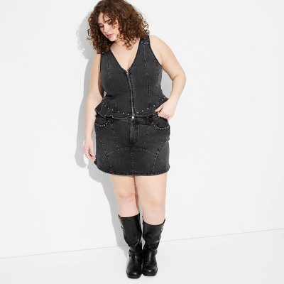Women's Studded Western Micro Mini Skort - Wild Fable™ Black Wash