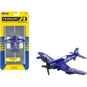 Vought F4U Corsair Fighter Aircraft Blue "United States Marine Corps" with Runway Section Diecast Model Airplane by Runway24 - 1 of 4