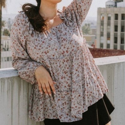 Women's Floral Tiered Woven Top - Plus - Oddi