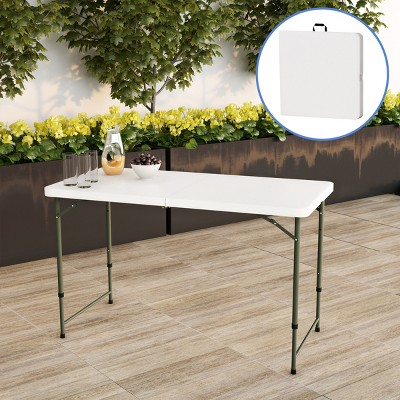 Hastings Home Adjustable Folding Utility Table - 24" x 48", White/Gray