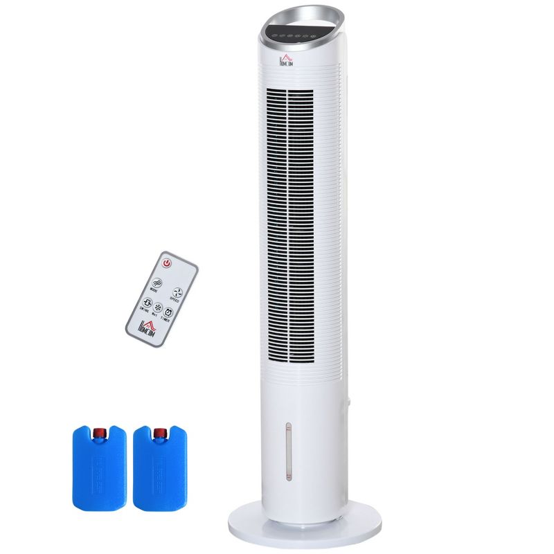 HOMCOM 40" Portable Oscillating Air Cooler Fan for Home Office, 3-In-1 Standing Ice Floor Fan with Humidifier, 3 Modes, 3 Speeds, 8H Timer, White, 4 of 7